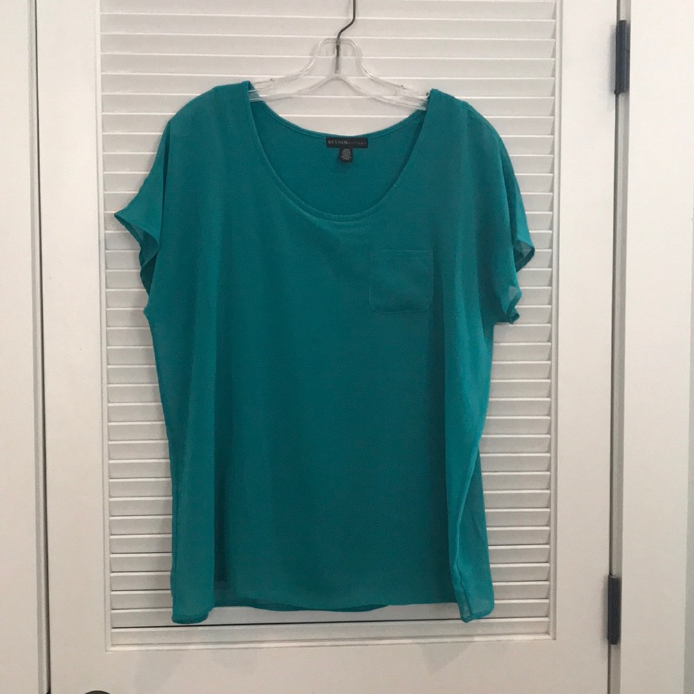Teal Top with Tunic Material and Built In shirt